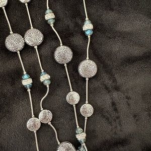 Scroll & Vine Blue and Siver necklace
